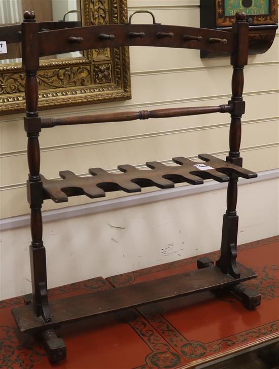 A Victorian mahogany boot rack, W.75cm